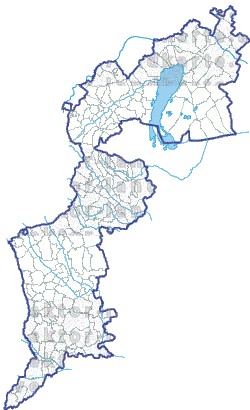 Landkarte und Gemeindekarte Burgenland Bezirksgrenzen und Gemeindegrenzen Flssen und Seen