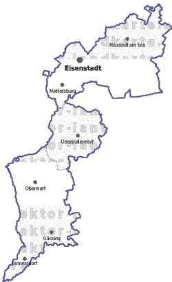 Landkarte und Gemeindekarte Burgenland Regionen vielen Orten