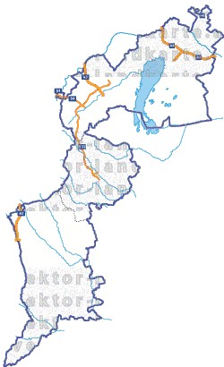 Landkarte und Straßenkarte Burgenland Regionen Flssen und Seen