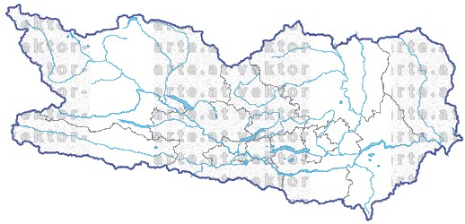 Landkarte Kaernten Bezirksgrenzen Fl�ssen und Seen