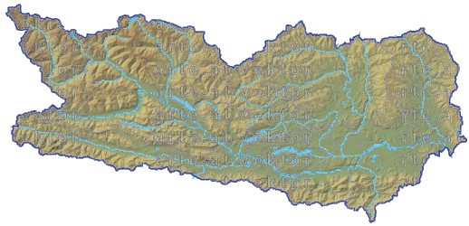 Landkarte Kaernten Bezirksgrenzen Höhenrelief Flüssen und Seen