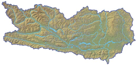 Landkarte Kaernten Regionen H�henrelief Fl�ssen und Seen