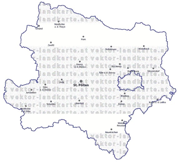 Landkarte und Gemeindekarte Niederoesterreich vielen Orten