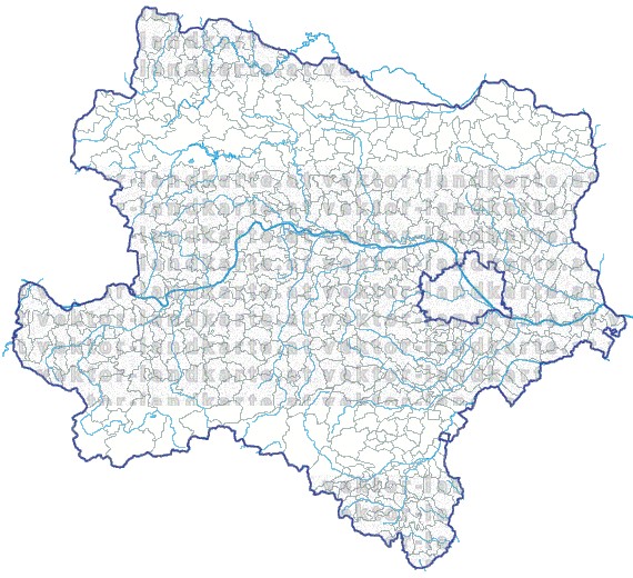 Landkarte und Gemeindekarte Niederoesterreich Bezirksgrenzen und Gemeindegrenzen Flüssen und Seen
