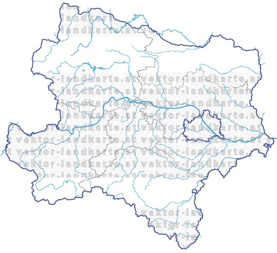 Landkarte Niederoesterreich Regionen Fl�ssen und Seen