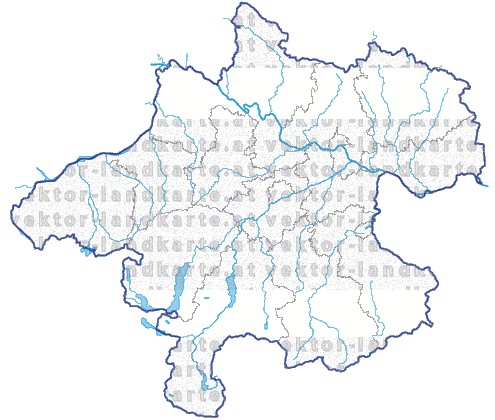 Landkarte Oberoesterreich Bezirksgrenzen Fl�ssen und Seen
