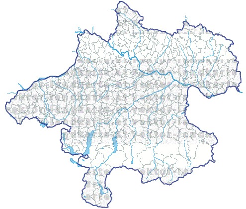 Landkarte und Gemeindekarte Oberoesterreich Gemeindegrenzen Flssen und Seen