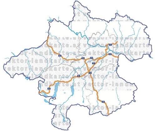 Landkarte und Straßenkarte Oberoesterreich Regionen Fl�ssen und Seen