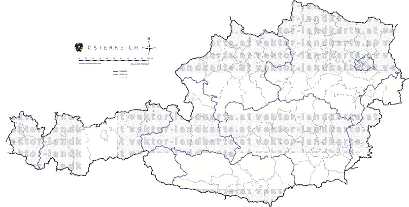 Landkarte Oesterreich Bezirksgrenzen