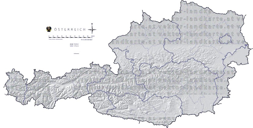 Landkarte Oesterreich Regionen H�henrelief