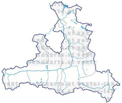 Landkarte Salzburg Bezirksgrenzen Flüssen und Seen
