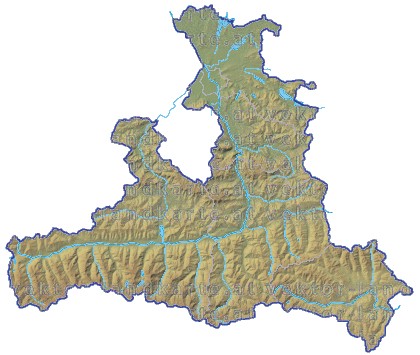 Landkarte Salzburg Bezirksgrenzen Hhenrelief Flssen und Seen
