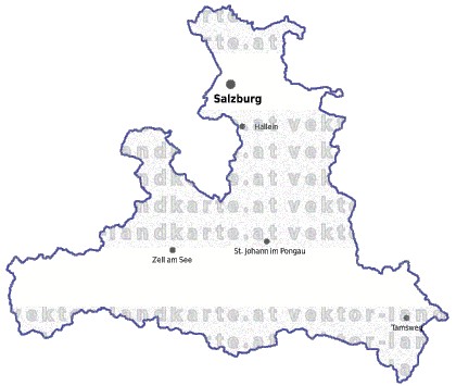 Landkarte und Gemeindekarte Salzburg vielen Orten