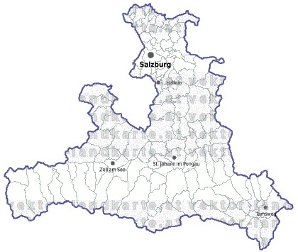 Landkarte und Gemeindekarte Salzburg Gemeindegrenzen vielen Orten