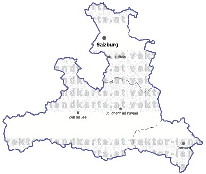 Landkarte und Gemeindekarte Salzburg Regionen vielen Orten