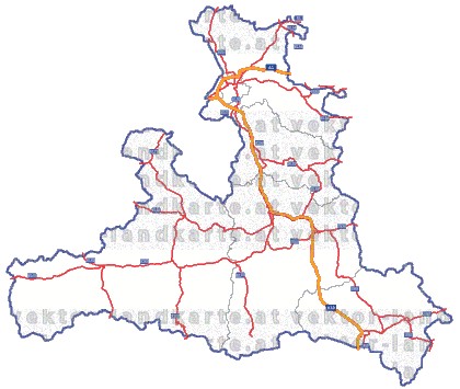Landkarte und Straßenkarte Salzburg Bezirksgrenzen