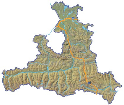 Landkarte und Straßenkarte Salzburg Regionen Hhenrelief Flssen und Seen