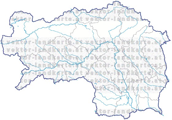 Landkarte Steiermark Bezirksgrenzen Flüssen und Seen