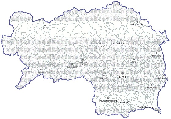 Landkarte und Gemeindekarte Steiermark Regionen und Gemeindegrenzen vielen Orten