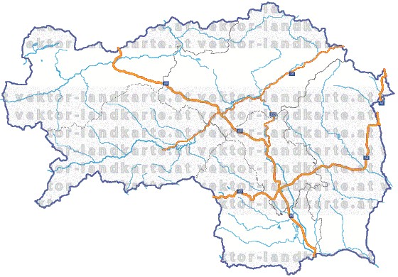 Landkarte und Straßenkarte Steiermark Regionen Flssen und Seen