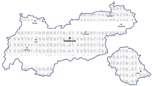 Landkarte und Gemeindekarte Tirol vielen Orten