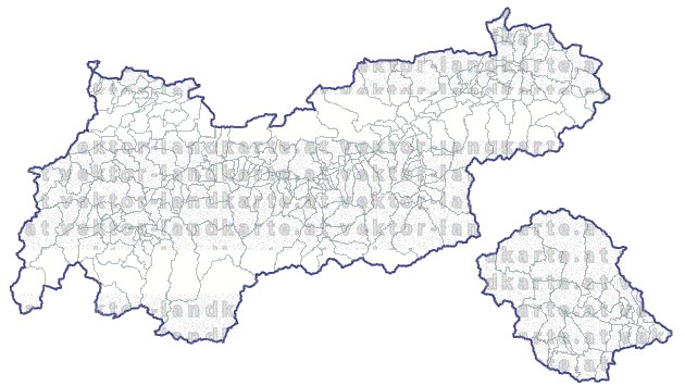 Landkarte und Gemeindekarte Tirol Bezirksgrenzen und Gemeindegrenzen