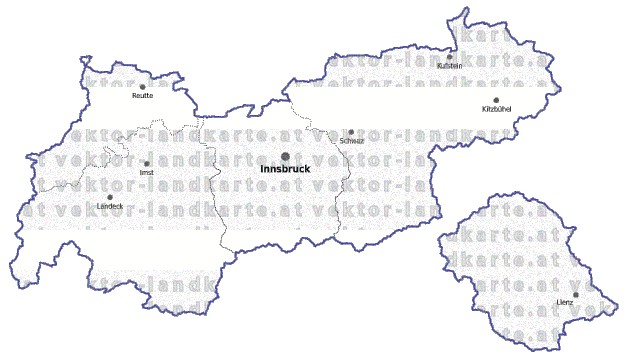 Landkarte und Gemeindekarte Tirol Regionen vielen Orten