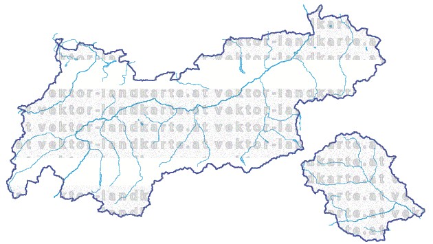 Landkarte Tirol Fl�ssen und Seen