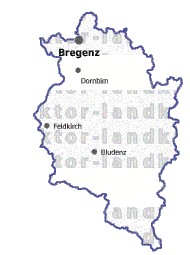 Landkarte und Gemeindekarte Vorarlberg vielen Orten