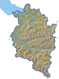 Landkarte Vorarlberg Regionen H�henrelief Fl�ssen und Seen