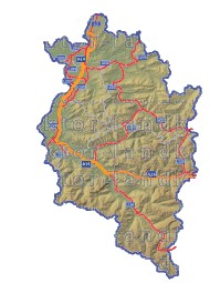 Landkarte und Straßenkarte Vorarlberg Bezirksgrenzen H�henrelief