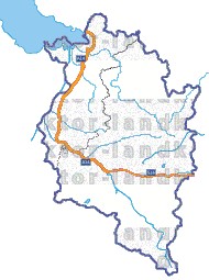 Landkarte und Straßenkarte Vorarlberg Regionen Flüssen und Seen