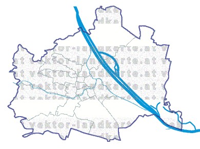 Landkarte Wien Bezirksgrenzen Flüssen und Seen