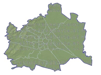 Landkarte Wien Bezirksgrenzen Höhenrelief