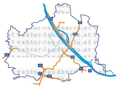 Landkarte und Straßenkarte Wien Flssen und Seen